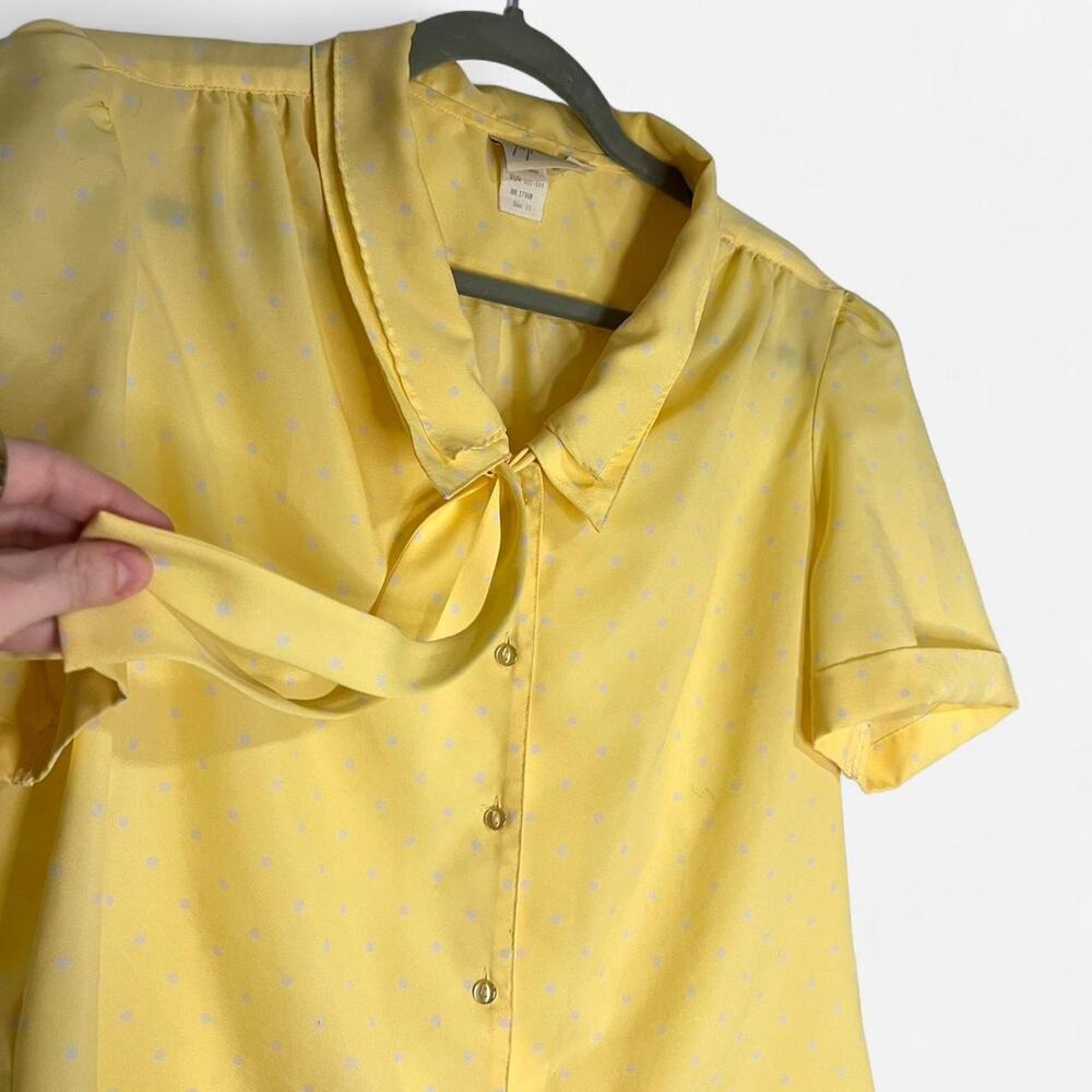 Vintage 80s/90s Era “Pykettes” Butter Yellow Polka Dot Blouse - Picture 3 of 8